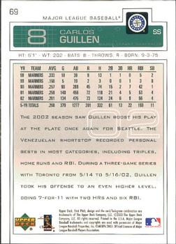 2003 Upper Deck First Pitch #69 Carlos Guillen Back