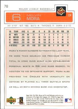 2003 Upper Deck First Pitch #78 Melvin Mora Back