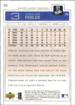 2003 Upper Deck First Pitch #99 Carlos Febles Back