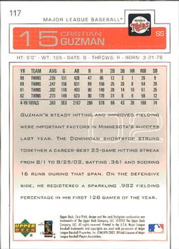 2003 Upper Deck First Pitch #117 Cristian Guzman Back