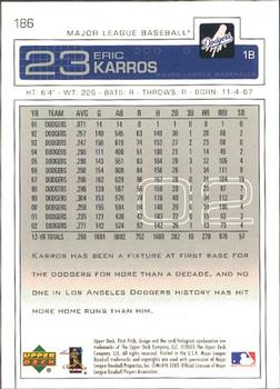 2003 Upper Deck First Pitch #186 Eric Karros Back