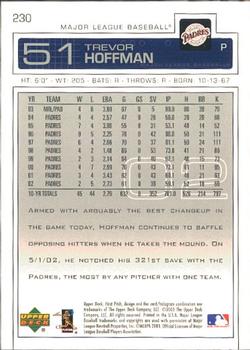 2003 Upper Deck First Pitch #230 Trevor Hoffman Back