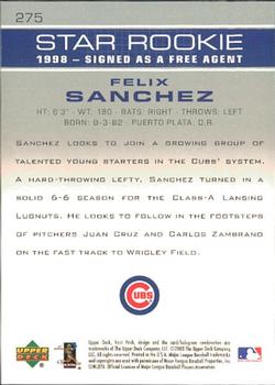 2003 Upper Deck First Pitch #275 Felix Sanchez Back