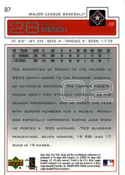 2003 Upper Deck First Pitch #87 Kevin Mench Back