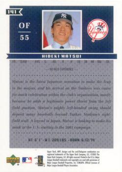 2003 Upper Deck MVP #141 Hideki Matsui Back