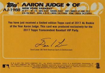 2017 Topps Transcendent Collection - Aaron Judge Topps History #AJ-1988 Aaron Judge Back