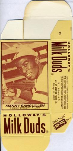1971 Milk Duds - Boxes #NNO Manny Sanguillen Front