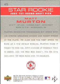 2003 Upper Deck Prospect Premieres #45 Matt Murton Back