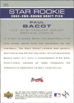 2003 Upper Deck Prospect Premieres #85 Paul Bacot Back