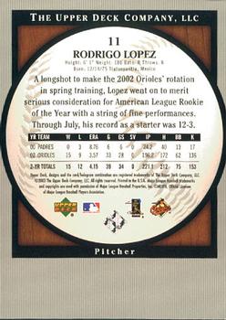 2003 Upper Deck Standing O! #11 Rodrigo Lopez Back
