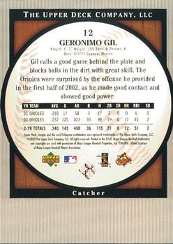 2003 Upper Deck Standing O! #12 Geronimo Gil Back