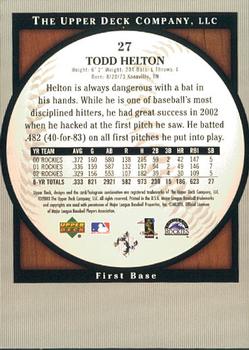 2003 Upper Deck Standing O! #27 Todd Helton Back