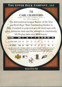 2003 Upper Deck Standing O! #78 Carl Crawford Back