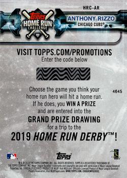 2018 Topps - Home Run Challenge #HRC-AR Anthony Rizzo Back