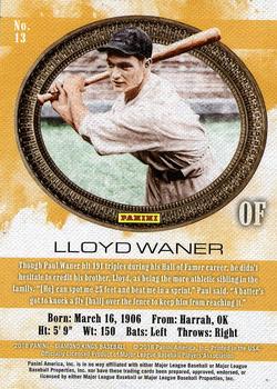 2018 Panini Diamond Kings #13 Lloyd Waner Back