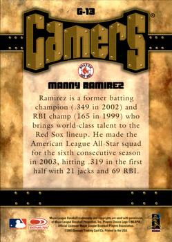 2004 Leaf - Gamers #G-13 Manny Ramirez Back