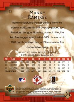 2003 Upper Deck Sweet Spot #23 Manny Ramirez Back