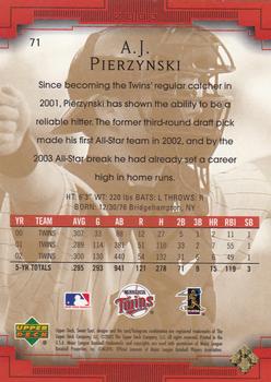 2003 Upper Deck Sweet Spot #71 A.J. Pierzynski Back