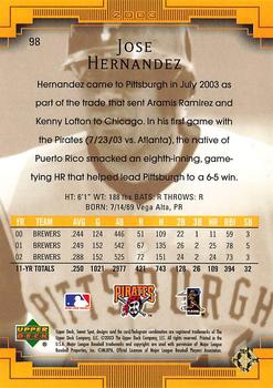 2003 Upper Deck Sweet Spot #98 Jose Hernandez Back