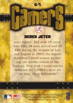 2004 Leaf - Gamers Second Edition #G-7 Derek Jeter Back