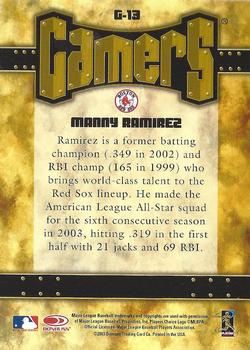2004 Leaf - Gamers Second Edition #G-13 Manny Ramirez Back