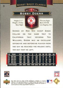2003 Upper Deck Sweet Spot Classic #8 Bobby Doerr Back