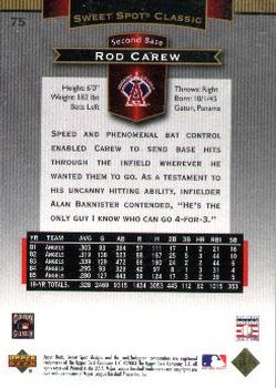 2003 Upper Deck Sweet Spot Classic #75 Rod Carew Back