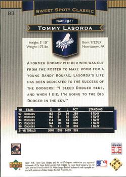 2003 Upper Deck Sweet Spot Classic #83 Tommy Lasorda Back