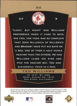 2003 Upper Deck Sweet Spot Classic #94 Ted Williams Back