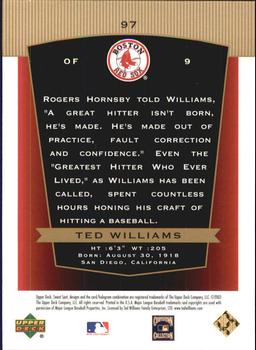 2003 Upper Deck Sweet Spot Classic #97 Ted Williams Back
