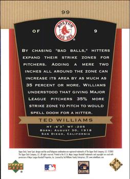 2003 Upper Deck Sweet Spot Classic #99 Ted Williams Back