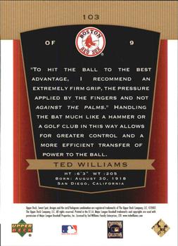 2003 Upper Deck Sweet Spot Classic #103 Ted Williams Back