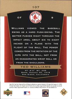2003 Upper Deck Sweet Spot Classic #107 Ted Williams Back