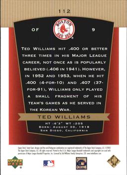 2003 Upper Deck Sweet Spot Classic #112 Ted Williams Back
