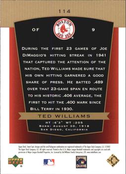 2003 Upper Deck Sweet Spot Classic #114 Ted Williams Back