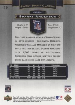 2003 Upper Deck Sweet Spot Classic #79 Sparky Anderson Back