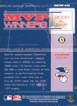 2004 Leaf - MVP Winners #MW-19 Jason Giambi Back