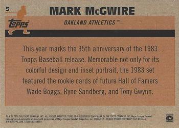 2018 Topps - 1983 Topps Baseball 35th Anniversary Chrome Silver Pack #5 Mark McGwire Back