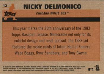 2018 Topps - 1983 Topps Baseball 35th Anniversary Chrome Silver Pack #12 Nicky Delmonico Back