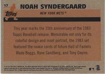 2018 Topps - 1983 Topps Baseball 35th Anniversary Chrome Silver Pack #17 Noah Syndergaard Back