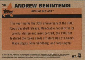 2018 Topps - 1983 Topps Baseball 35th Anniversary Chrome Silver Pack #18 Andrew Benintendi Back