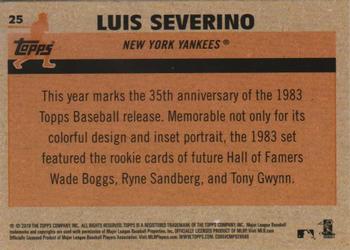 2018 Topps - 1983 Topps Baseball 35th Anniversary Chrome Silver Pack #25 Luis Severino Back