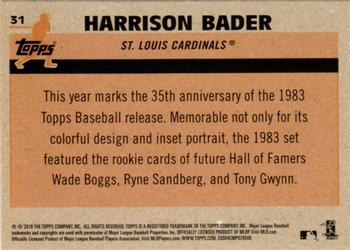 2018 Topps - 1983 Topps Baseball 35th Anniversary Chrome Silver Pack #31 Harrison Bader Back
