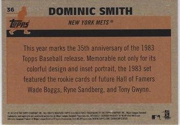2018 Topps - 1983 Topps Baseball 35th Anniversary Chrome Silver Pack #36 Dominic Smith Back