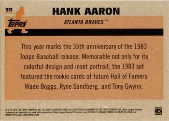2018 Topps - 1983 Topps Baseball 35th Anniversary Chrome Silver Pack #39 Hank Aaron Back