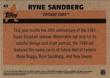 2018 Topps - 1983 Topps Baseball 35th Anniversary Chrome Silver Pack #43 Ryne Sandberg Back