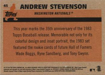 2018 Topps - 1983 Topps Baseball 35th Anniversary Chrome Silver Pack #45 Andrew Stevenson Back
