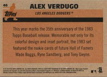 2018 Topps - 1983 Topps Baseball 35th Anniversary Chrome Silver Pack #46 Alex Verdugo Back