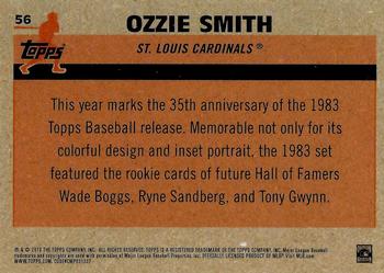 2018 Topps - 1983 Topps Baseball 35th Anniversary Chrome Silver Pack #56 Ozzie Smith Back