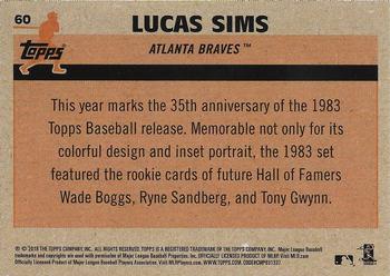 2018 Topps - 1983 Topps Baseball 35th Anniversary Chrome Silver Pack #60 Lucas Sims Back